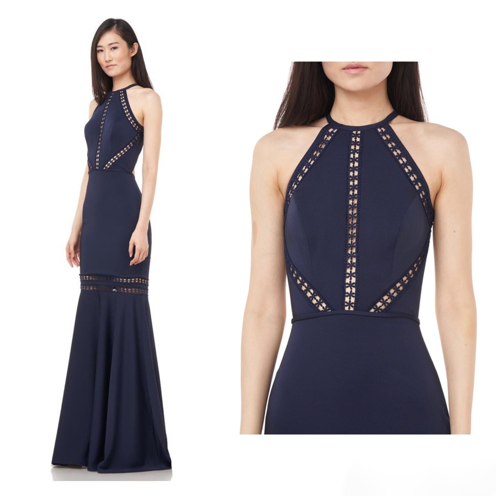 LOVE by Theia Halter Top Mermaid Gown